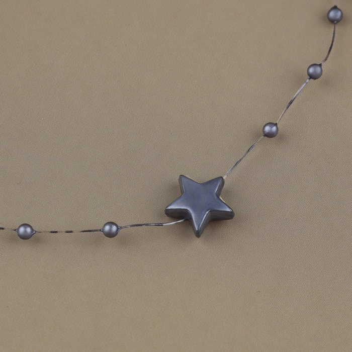 Бусы на леске, &laquo;Звёзды&raquo;, 3/14 мм, 9 &plusmn; 0,5 м, цвет серый