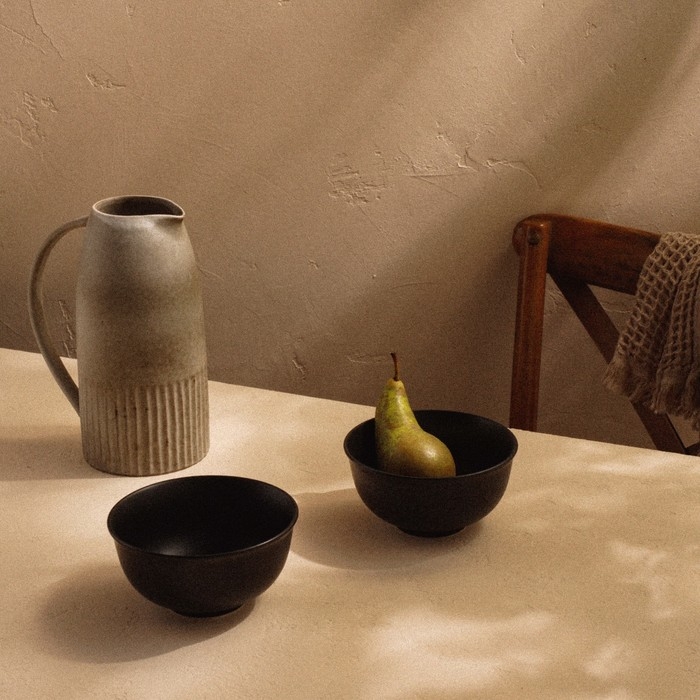 Набор салатников фарфоровых SL Home «Дарк», 750 мл, d=15 см, цвет чёрный Набор салатников фарфоровых SL Home «Дарк», 750 мл, d=15 см, цвет чёрный