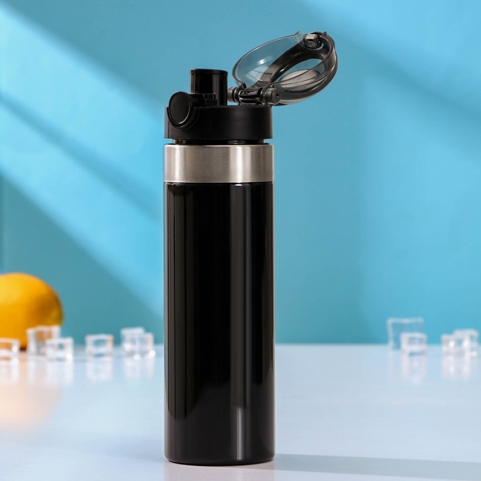 Бутылка «Строгость», 600 мл, 6,8×8,3×24,3 см, тритан, цвет чёрный Бутылка «Строгость», 600 мл, 6,8×8,3×24,3 см, тритан, цвет чёрный