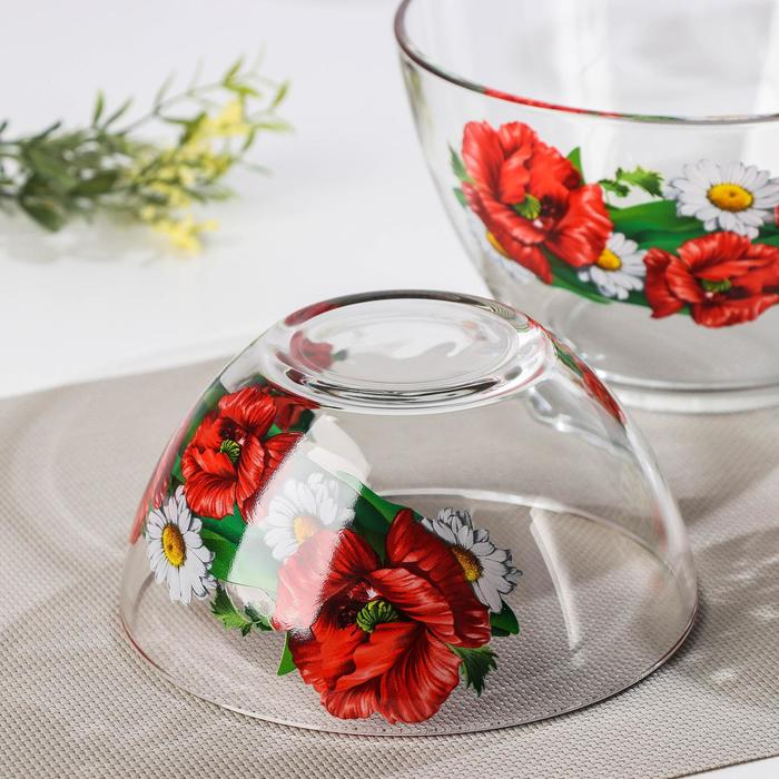 Набор салатников &laquo;Цветник&raquo;, 3 шт: 215 мл, d=11 см; 450 мл, d=15,8 см; 925 мл, d=18,8 см, МИКС