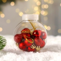 Ёлочные игрушки, шары новогодние , пластик, набор d-2 см, 18 шт "Небылица" красный Ёлочные игрушки, шары новогодние , пластик, набор d-2 см, 18 шт "Небылица" красный