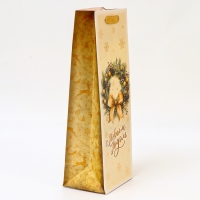 Новый год. Пакет подарочный новогодний под бутылку &laquo;С новым годом!&raquo;, 13 x 36 x 10 см.