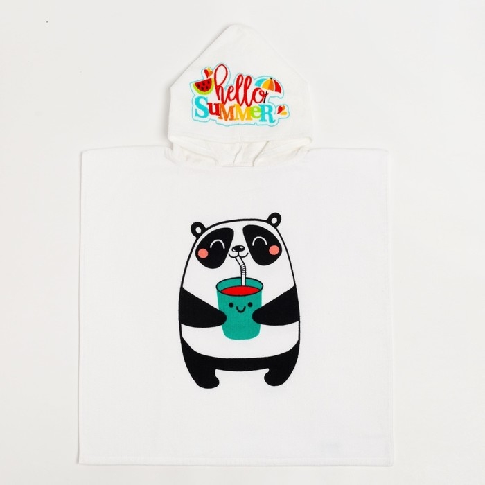 Полотенце-пончо детское махровое Крошка Я &laquo;Панда&raquo; 60х120см, 100% хлопок, 300гр/м2