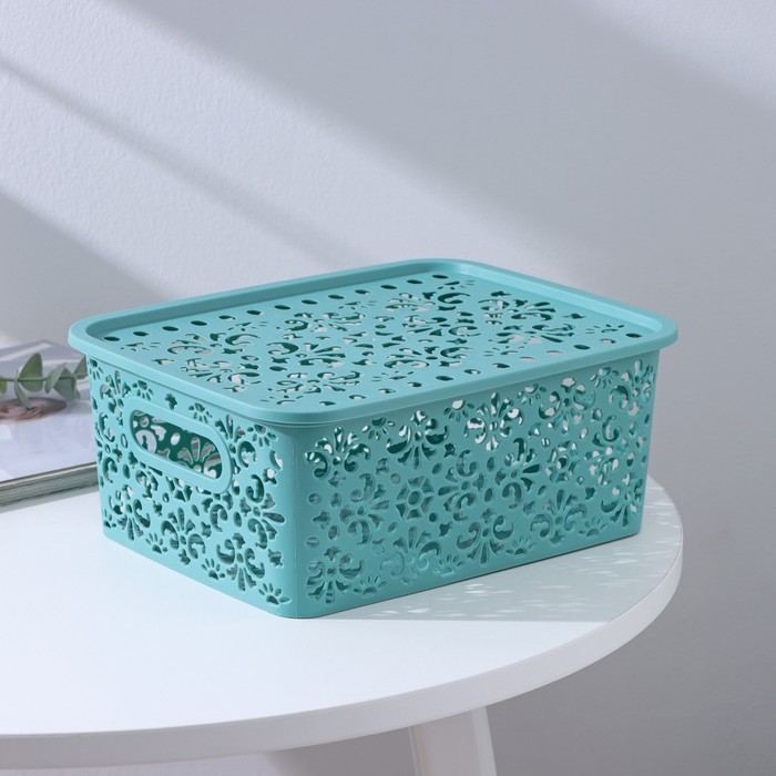 Контейнер для хранения с крышкой &laquo;Узор&raquo;, пластик, 25&times;19&times;10 см, цвет МИКС