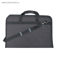 Папка для чертежей и рисунков для художников А3, 450 х 320 х 30 мм, с ручками, каркасная, текстильная, 3 кармана, чёрная, Estado