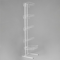 Стойка прикассовая для снэков с 4-штыревой гребёнкой, с 4 крючками, 1 корзина, 45&times;46&times;180 см, цвет белый
