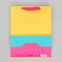 Пакет подарочный трёхцветный, упаковка, &laquo;Жёлтый-розовый-голубой&raquo;, MS 18 х 23 х 10 см