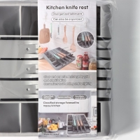 Лоток для столовых приборов и ножей Доляна, 30&times;23,5&times;5см, цвет серый