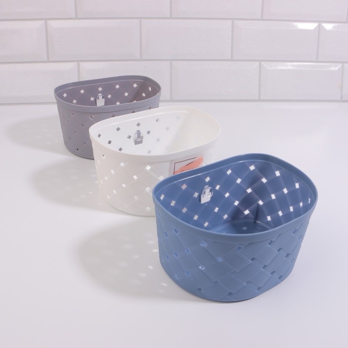 Органайзер для хранения, навесной, 1 секция, с клеевыми крючками, 16,5 &times; 12 &times; 9 см, цвет МИКС