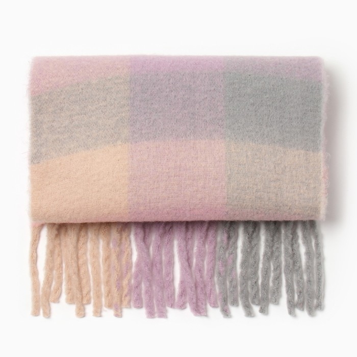 Шарф зимний объемный с кистями MINAKU клетка 210*38+18 см Шарф зимний объемный с кистями MINAKU клетка 210*38+18 см