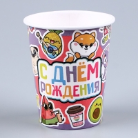 Набор бумажной посуды одноразовый Стикеры&raquo;: 6 тарелок, 1 гирлянда, 6 стаканов