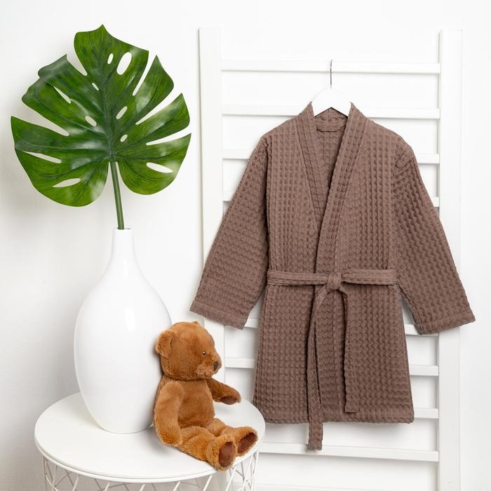 Халат вафельный детский Крошка Я Халат вафельный детский Крошка Я "Boho" размер 34 (122-128 см) цвет мокко, 100% хлопок 290 г/м2