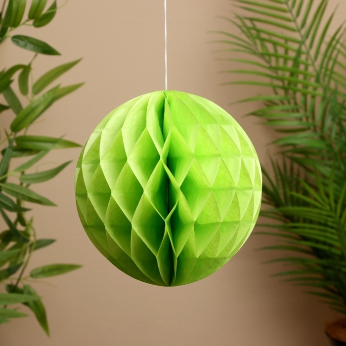 Шар бумажный декоративный, диаметр 20 см, цв. зелёный Шар бумажный декоративный, диаметр 20 см, цв. зелёный