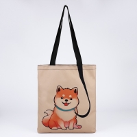 Шопер &laquo;Сиба-ину&raquo;, 35х0.5х40 см, отдел без молнии, без подклада, бежевый