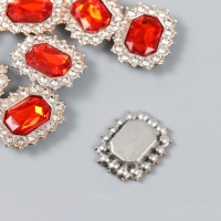 Декор для творчества пластик, стразы "Медальон восьмиугольный" н-р 10 шт рубин 1,8х2,4 см