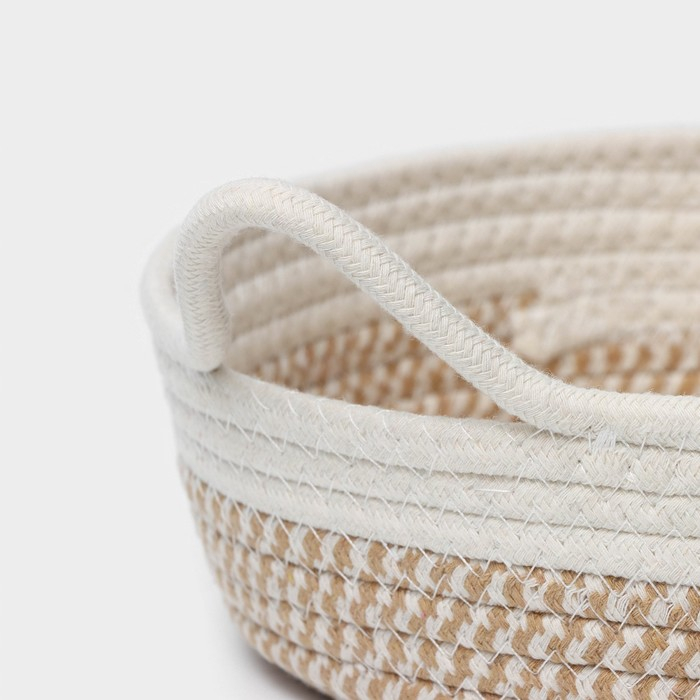 Корзина для хранения плетёная ручной работы LaDо́m &laquo;Визави&raquo;, хлопок, с ручками, 34&times;24&times;7 см, цвет бежевый