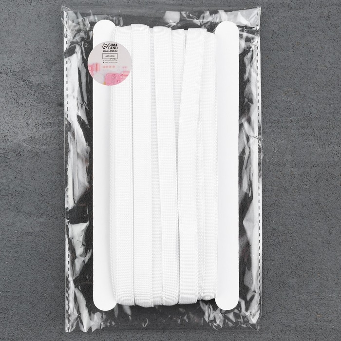 Резинка с силиконом, 10 мм, 10 &plusmn; 1 м, цвет белый