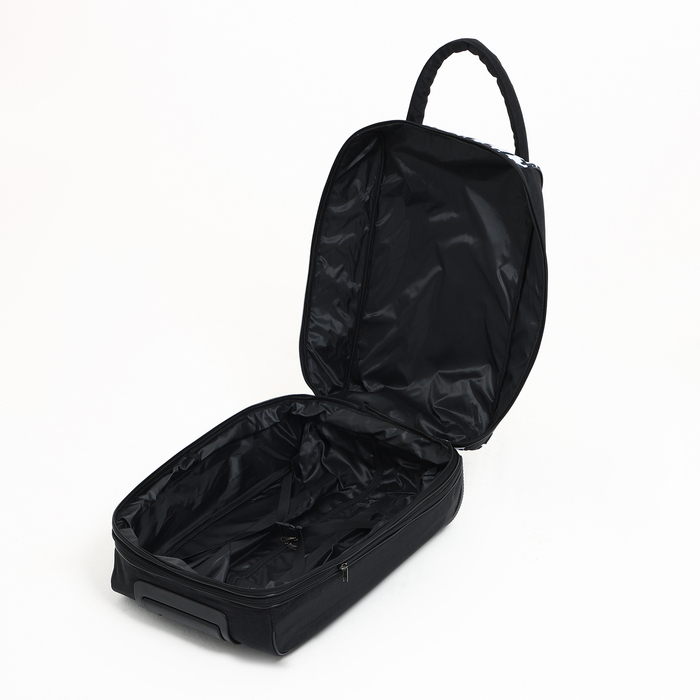 Чемодан малый 37 л (S) с сумкой, отдел на молнии, с расширением, цвет чёрный