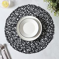 Салфетки сервировочные на стол Доляна &laquo;Паутинка&raquo;, d=38 см, 4 шт, чёрные