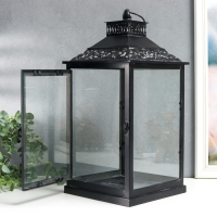 Подсвечник металл, стекло "Этна" чёрный набор 2 шт 19х19х39 см, 14х14х27 см Подсвечник металл, стекло "Этна" чёрный набор 2 шт 19х19х39 см, 14х14х27 см