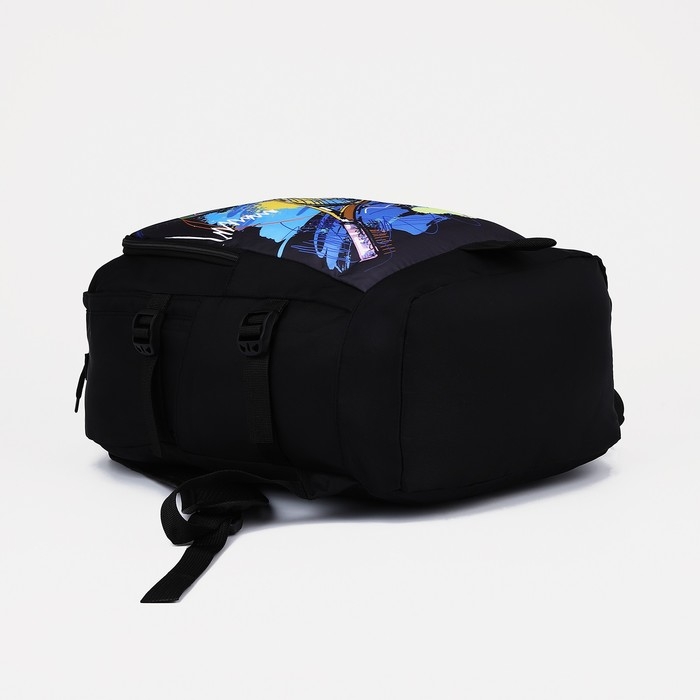 Рюкзак молодёжный из текстиля на молнии, 3 кармана, цвет чёрный