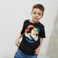 Футболка детская "Oh, boy" Микки Мауc, рост 98-104, черный Футболка детская "Oh, boy" Микки Мауc, рост 98-104, черный