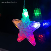 Гирлянда &laquo;Бахрома&raquo; 2.4 &times; 0.9 м с насадками &laquo;Звёздочки&raquo;, IP20, прозрачная нить, 186 LED, свечение мульти, 8 режимов, 220 В