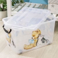 Контейнер для хранения «Мишка и котёнок», 35 л, 50,5×31,5×28 см, на колёсиках, прозрачный Контейнер для хранения «Мишка и котёнок», 35 л, 50,5×31,5×28 см, на колёсиках, прозрачный