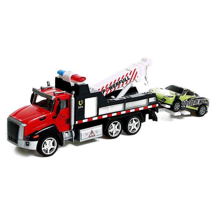 Грузовик металлический &laquo;Эвакуатор&raquo;, с машинкой, свет и звук, инерция, МИКС