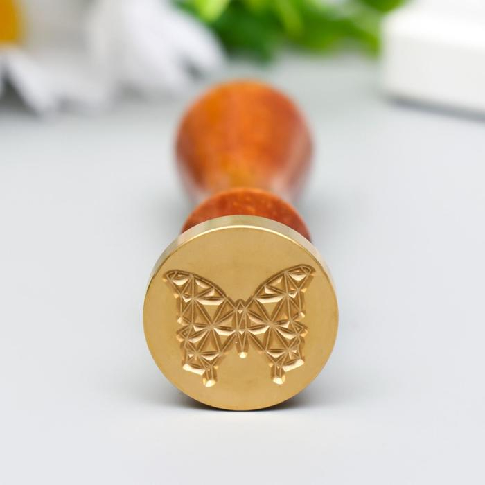 Печать для сургуча с деревянной ручкой Печать для сургуча с деревянной ручкой "Бабочка 3D" 9х2,5х2,5 см