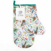 Новый год.Варежка-прихватка "Сhristmas greetings" 20х27см,саржа, 100% х/л, ватин 250г/м2