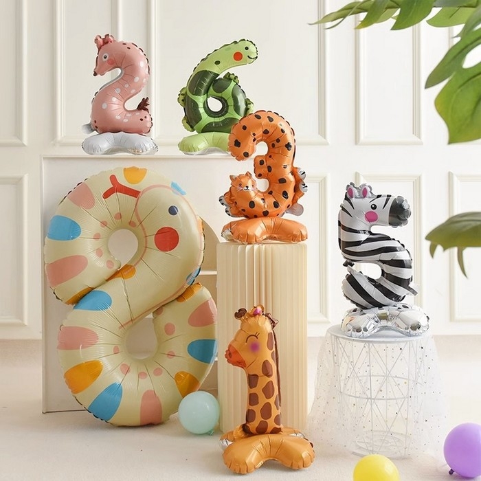 Шар фольгированный 24" &laquo;Цифра 2&raquo; на подставке, оленёнок