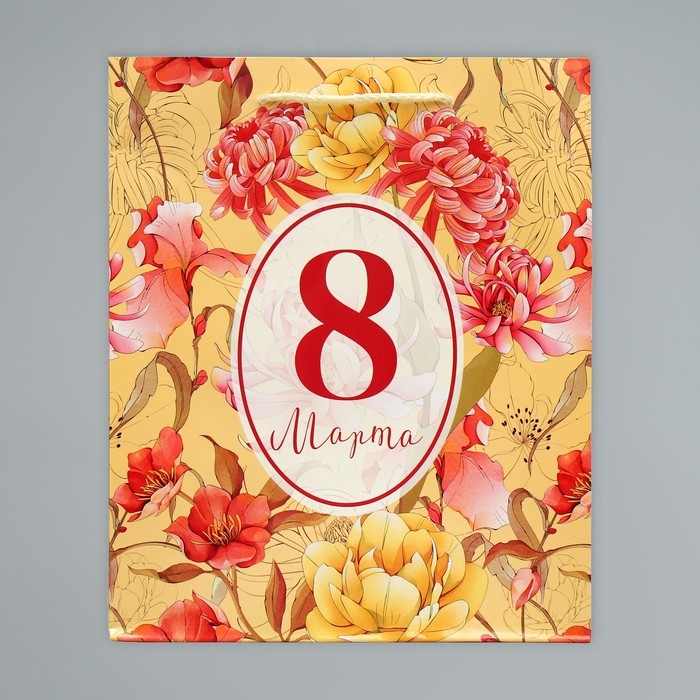 Пакет подарочный ламинированный, упаковка, &laquo;8 марта&raquo;, ML 21 х 25 х 8 см