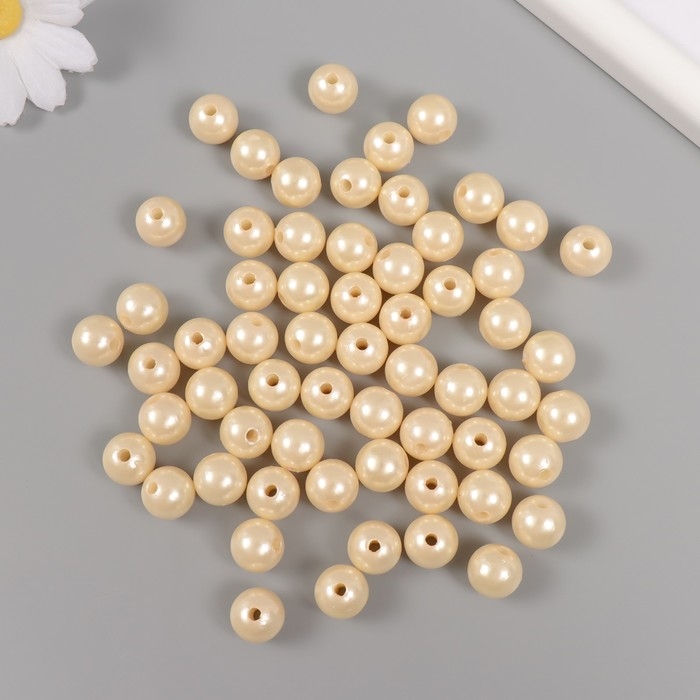 Набор бусин "Жемчуг" d 12 мм, 250 гр, ярко-бежевый
