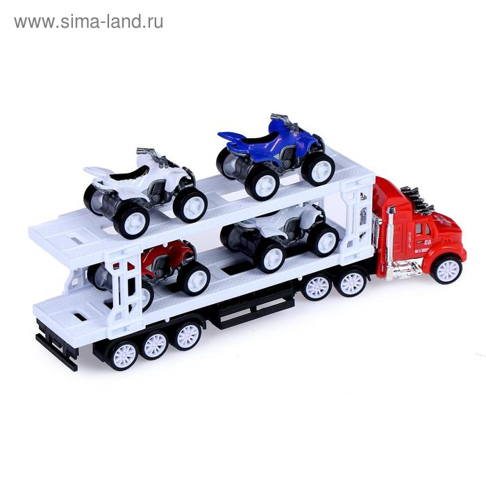 Грузовик инерционный «Автовоз», с 4 квадроциклами, МИКС Грузовик инерционный «Автовоз», с 4 квадроциклами, МИКС
