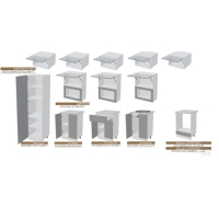 Кухня трехуровневая под потолок 3000 Техно, Мрамор белый/Бетон графит