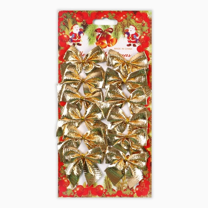 Ёлочные игрушки новогодние &laquo;Бантики&raquo;, на Новый год, цвет золотой