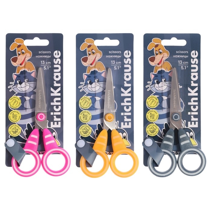 Ножницы детские ErichKrause Ножницы детские ErichKrause "Простоквашино", 13 см, закруглённые концы лезвий, ударопрочный пластик, блистер, МИКС