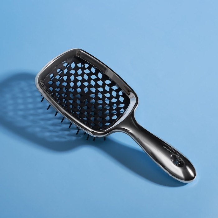 Расчёска массажная, широкая, вентилируемая, с гальваническим покрытием, 8,5 × 20,5 см, PVC коробка, цвет МИКС Расчёска массажная, широкая, вентилируемая, с гальваническим покрытием, 8,5 × 20,5 см, PVC коробка, цвет МИКС