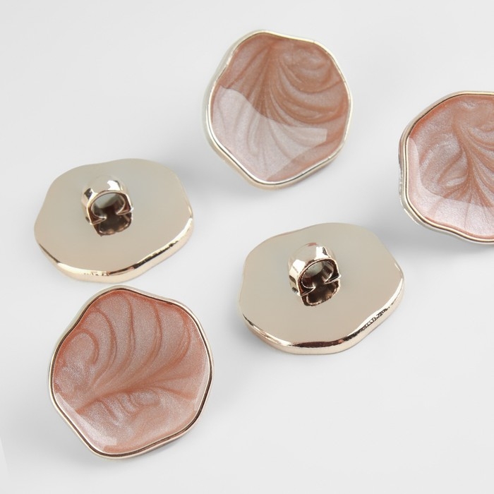 Набор пуговиц на ножке, d = 21,5 мм, 5 шт, цвет бежевый/золотой