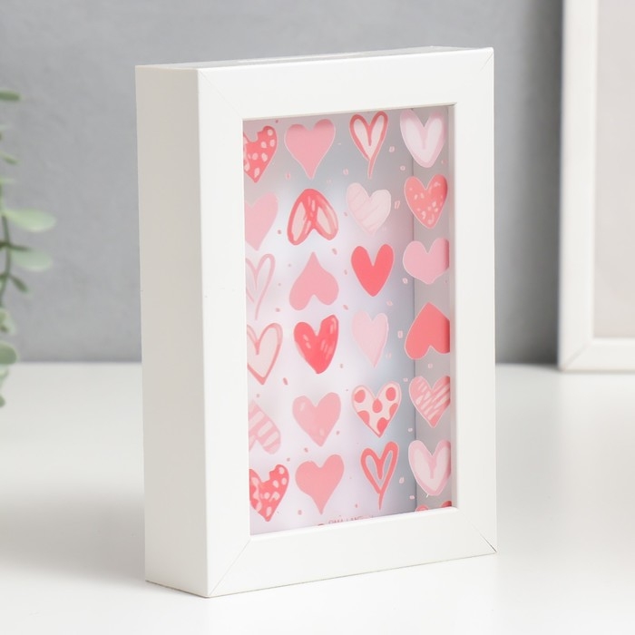 Копилка интерьерная пластик Копилка интерьерная пластик "Нарисованные сердца" 17х12х3,8 см