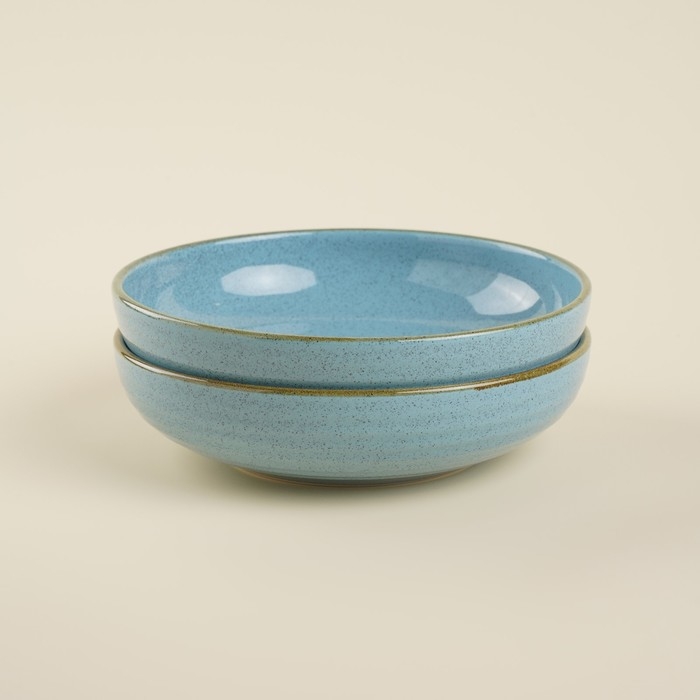 Набор тарелок глубоких фарфоровых SL Home «Аззура», 18,5×5 см, цвет бирюзовый Набор тарелок глубоких фарфоровых SL Home «Аззура», 18,5×5 см, цвет бирюзовый