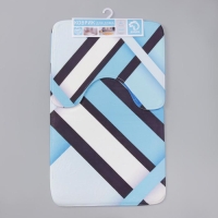 Набор ковриков для ванной и туалета Доляна &laquo;Полосатый&raquo;, 2 шт: 40&times;50, 50&times;80 см