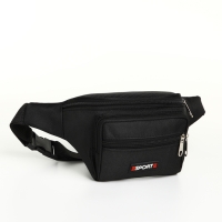 Сумка поясная на молнии, 3 наружных кармана, цвет чёрный Сумка поясная на молнии, 3 наружных кармана, цвет чёрный