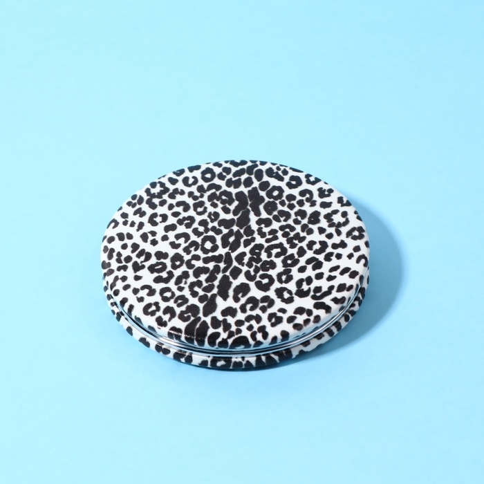 Зеркало складное &laquo;ANIMAL&raquo;, d = 7 см, с увеличением, искусственная кожа, цвет &laquo;зебра&raquo;