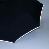 Зонт автоматический &laquo;Однотонный&raquo;, со светоотражающей каёмкой, 3 сложения, 8 спиц, R = 46/55 см, D = 110 см, цвет чёрный