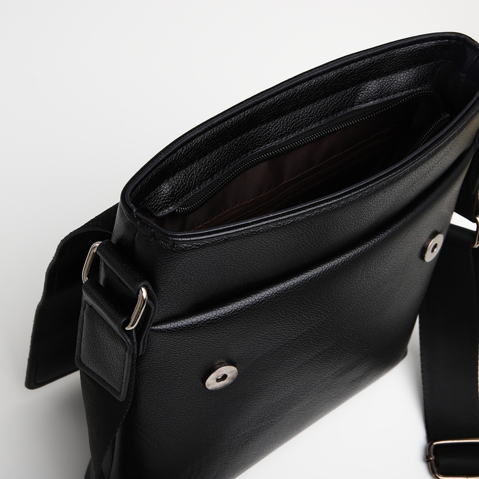 Сумка мужская через плечо TEXTURA, наружный карман, цвет чёрный