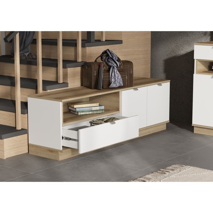 Тумба ТВ Юкки, 1600х450х510, Белый/Дуб делано