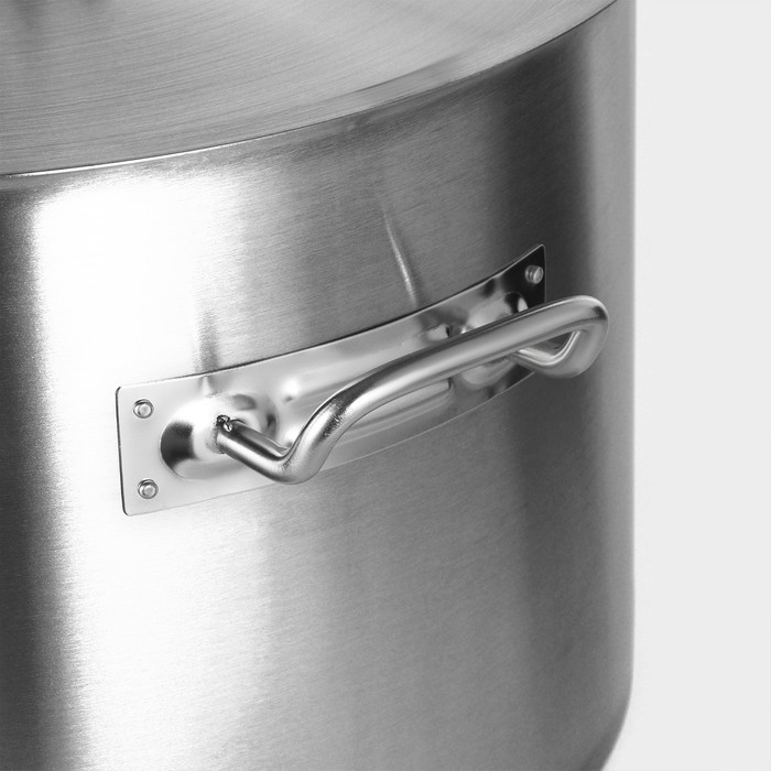 Кастрюля из нержавеющей стали Hanna Kn&ouml;vell, 47 л, d=45 см, h=28 см, толщина 1 мм, дно ТРС, толщина дна 4,6 мм, 201 сталь, металлическая крышка, индукция