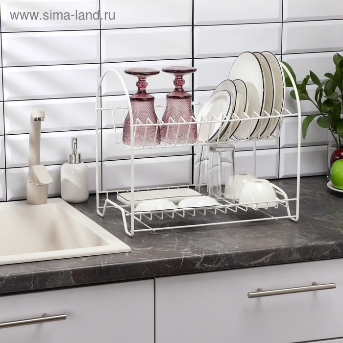 Сушилка для посуды 2-х ярусная &laquo;Люкс&raquo;, 40&times;24&times;35 см, цвет белый